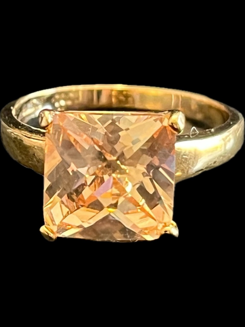 5ct Cushion Checkerboard Cut Champagne Cz Solitaire engagement statement Ring